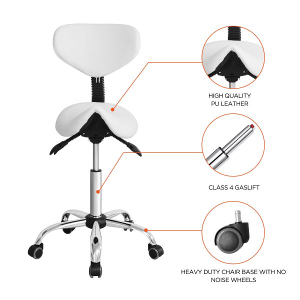 VDD Sattelhocker ergonomisch - Barbierhocker - Tabouret - höhenverstellbar - Rückenlehne kippbar und - VDD World