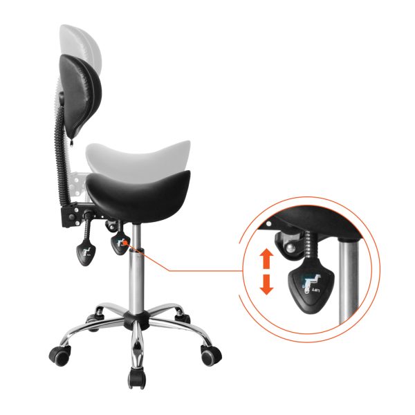 Sattelhocker ergonomisch - Friseurhocker - Barhocker - höhenverstellbar - Rückenlehne neig- und vers - VDD World