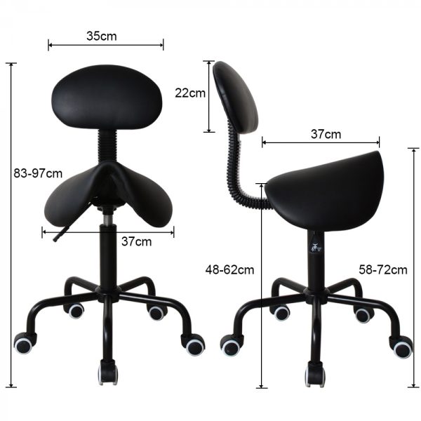 Sattelhocker ergonomischer Friseurhocker - Arbeitshocker - Hocker - höhenverstellbar - schwarz - VDD World