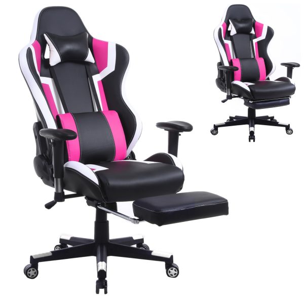 Spielstuhl Tornado Relax - Bürostuhl - mit Fußstütze - ergonomisch - schwarz pink - VDD World