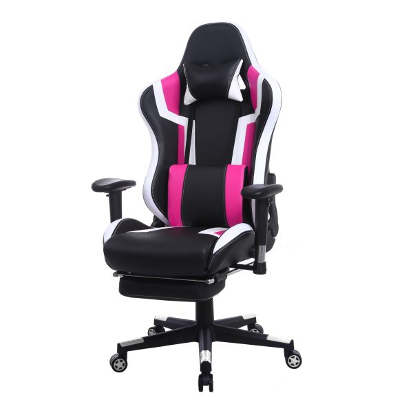 Spielstuhl Tornado Relax - Bürostuhl - mit Fußstütze - ergonomisch - schwarz pink - VDD World