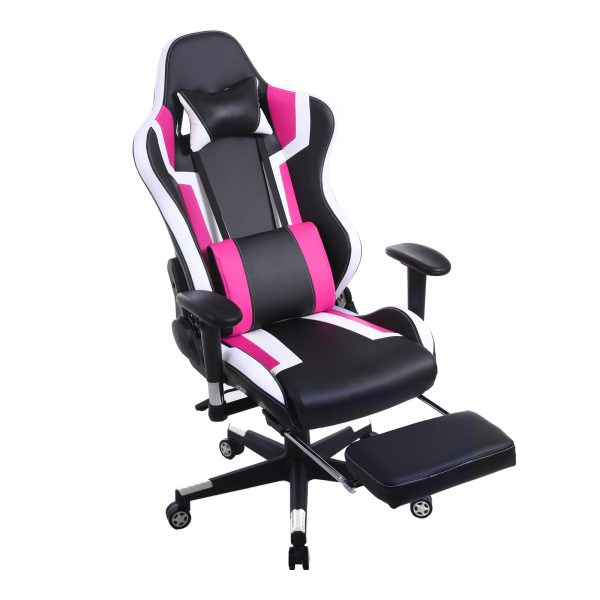 Spielstuhl Tornado Relax - Bürostuhl - mit Fußstütze - ergonomisch - schwarz pink - VDD World