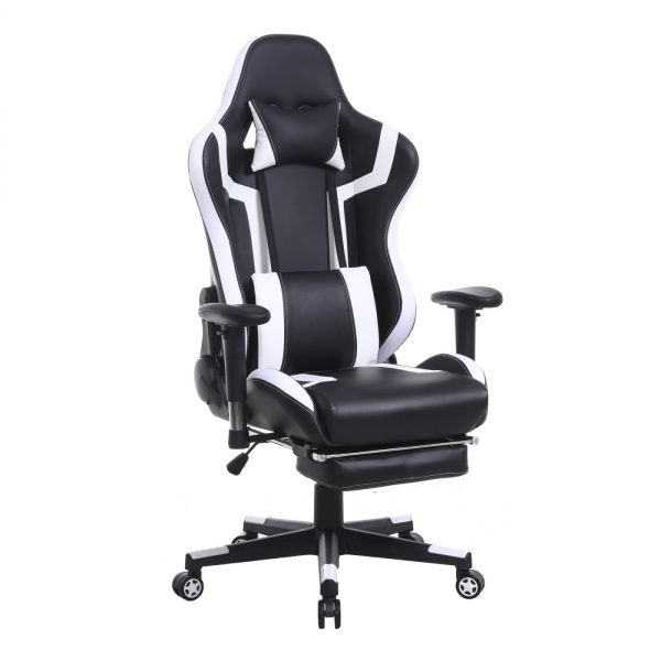 Spielstuhl Tornado Relax Bürostuhl - mit Fußstütze - ergonomisch - schwarz-weißes Design - VDD World