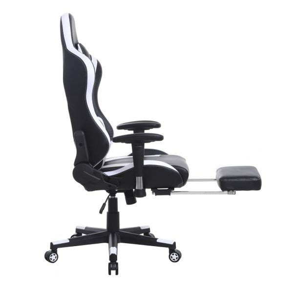 Spielstuhl Tornado Relax Bürostuhl - mit Fußstütze - ergonomisch - schwarz-weißes Design - VDD World