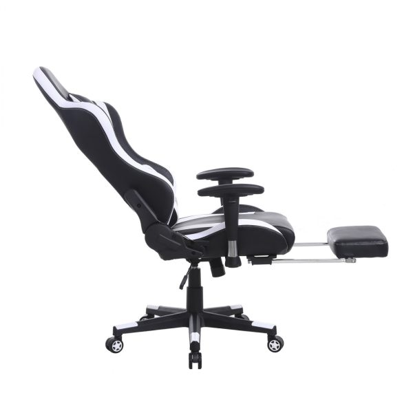 Spielstuhl Tornado Relax Bürostuhl - mit Fußstütze - ergonomisch - schwarz-weißes Design - VDD World
