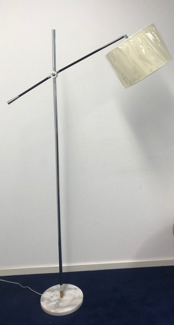 Stehleuchte Bogenlampe verstellbarer silberweißer cremefarbener Lampenschirm - VDD World