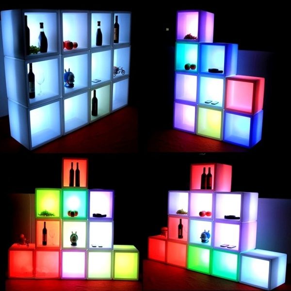 Offene quadratische LED-Würfelbeleuchtung 16 Farben RGB-Weiß wiederaufladbare Multifunktionsfernb - VDD World
