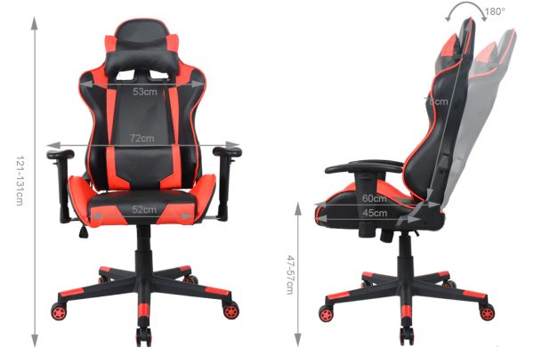 Bürostuhl Racing Gaming Stuhl Stil High Design Thomas - rot schwarz - VDD World