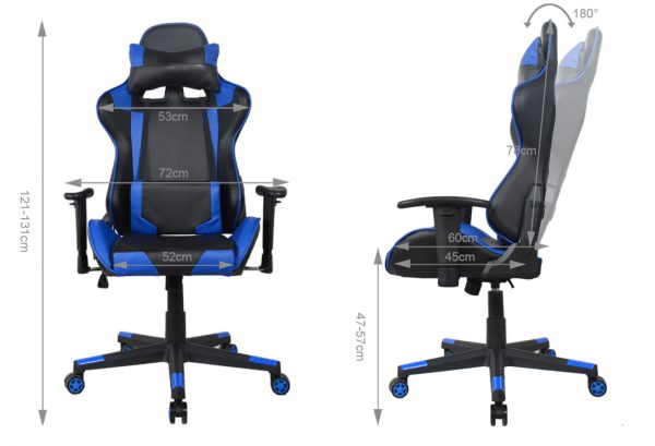 Bürostuhl Racing Gaming Stuhl Style High Design Thomas schwarz blau - VDD World