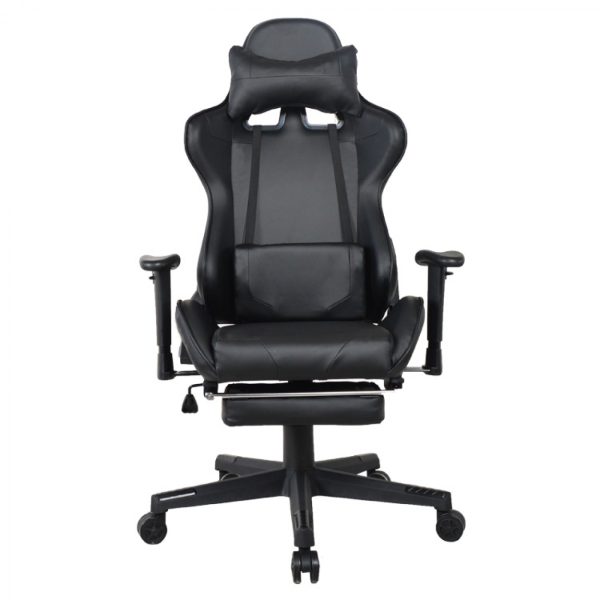 Gaming Stuhl Bürostuhl Thomas - mit Fußstütze - Racing Style - ergonomisch verstellbar - schwarz - VDD World