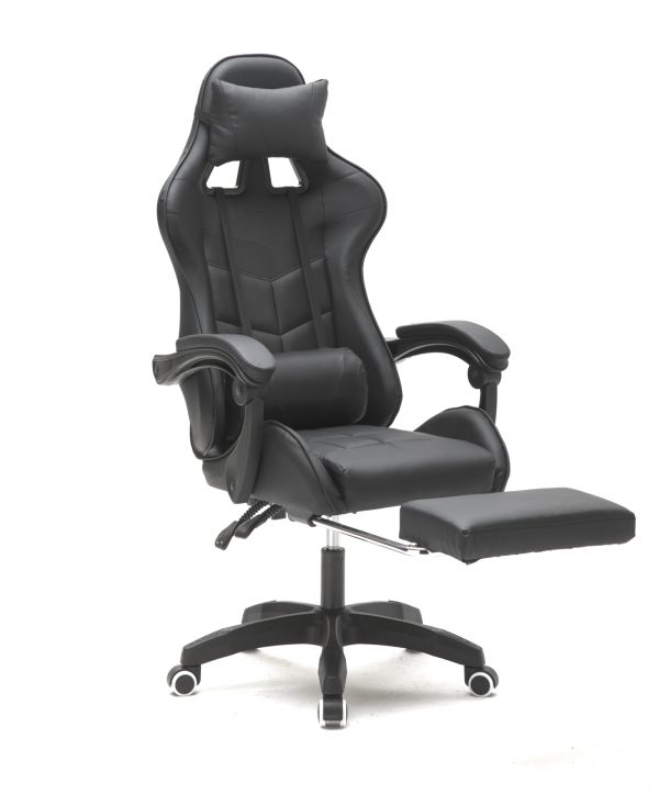 Gaming Stuhl mit Fußstütze Cyclone Teenager - Bürostuhl - Racing Gaming Stuhl - schwarz - VDD World