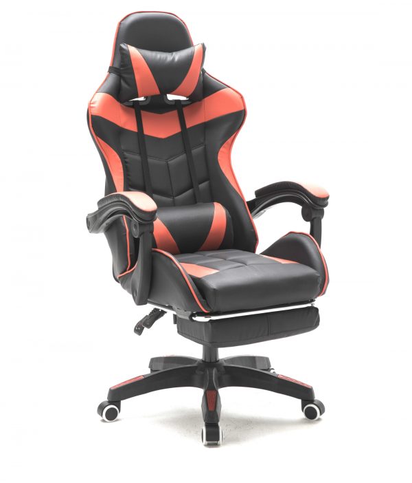 Gaming Stuhl mit Fußstütze Cyclone Teenager - Bürostuhl - Racing Gaming Stuhl - Rot Schwarz - VDD World