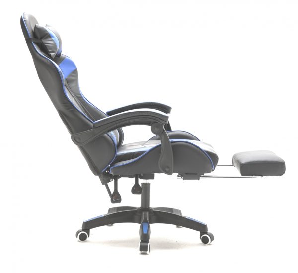 Gaming Stuhl mit Fußstütze Cyclone Teenager - Bürostuhl - Racing Gaming Stuhl - blau schwarz - VDD World