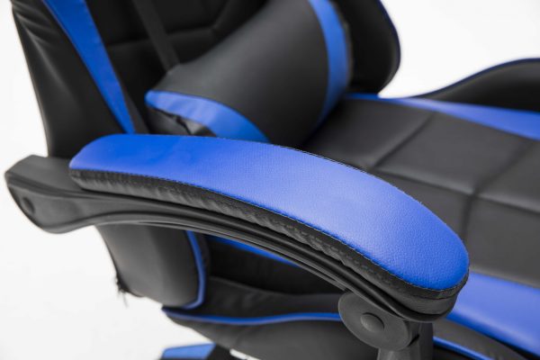 Gaming Stuhl mit Fußstütze Cyclone Teenager - Bürostuhl - Racing Gaming Stuhl - blau schwarz - VDD World