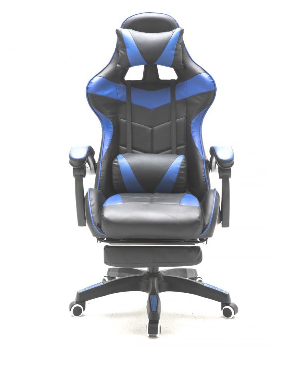 Gaming Stuhl mit Fußstütze Cyclone Teenager - Bürostuhl - Racing Gaming Stuhl - blau schwarz - VDD World