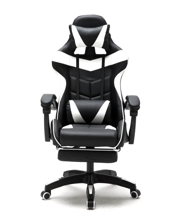 Gaming Stuhl mit Fußstütze Cyclone Teenager - Bürostuhl - Racing Gaming Stuhl - Weiß Schwarz - VDD World
