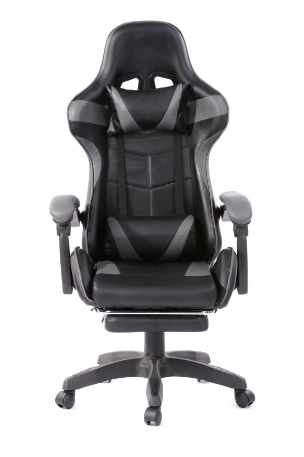 Gaming Stuhl mit Fußstütze Cyclone Teenager - Bürostuhl - Racing Gaming Stuhl - grau schwarz - VDD World