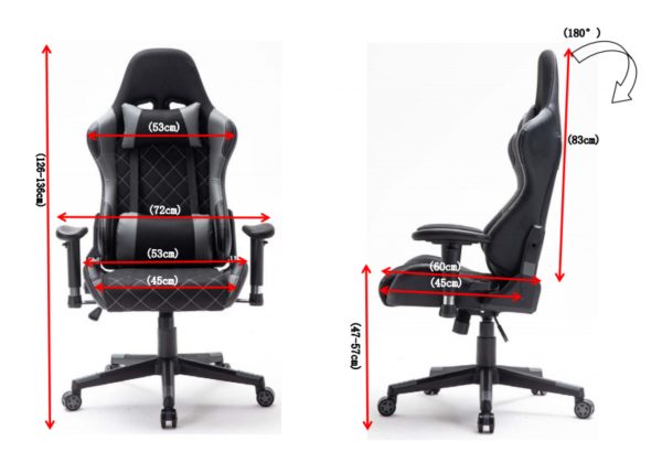 Game chair Classic - Bürostuhl - Stoffpolsterung - schwarz grau - VDD World