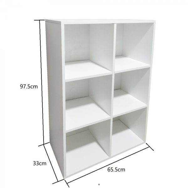 Fächerschrank 6 offene Fächer Aufbewahrungsschrank - Bücherregal - Wandschrank - weiß - VDD World