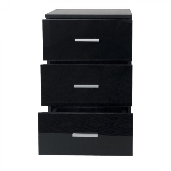 Nachttisch Flurschrank 3 Schubladen 63 cm hoch schwarz - VDD World