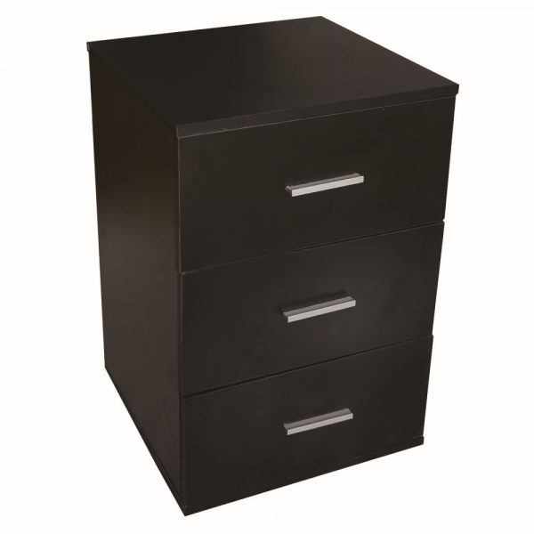 Nachttisch Flurschrank 3 Schubladen 63 cm hoch schwarz - VDD World