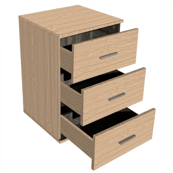 Nachttisch Flurschrank 3 Schubladen 63 cm hoch hellbraun - VDD World