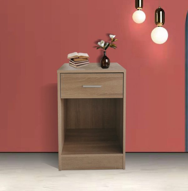 Nachttisch-Dielenschrank - mit Schublade offenem Staufach - 60 cm hoch - hellbraun - VDD World