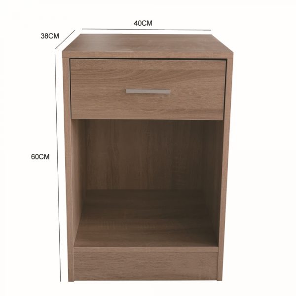 Nachttisch-Dielenschrank - mit Schublade offenem Staufach - 60 cm hoch - hellbraun - VDD World