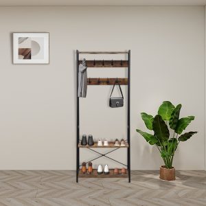 Wandschrank Robustes Metall, Holz, Industriedesign, offenes Bücherregal, 137 cm hoch, schwarz - VDD World
