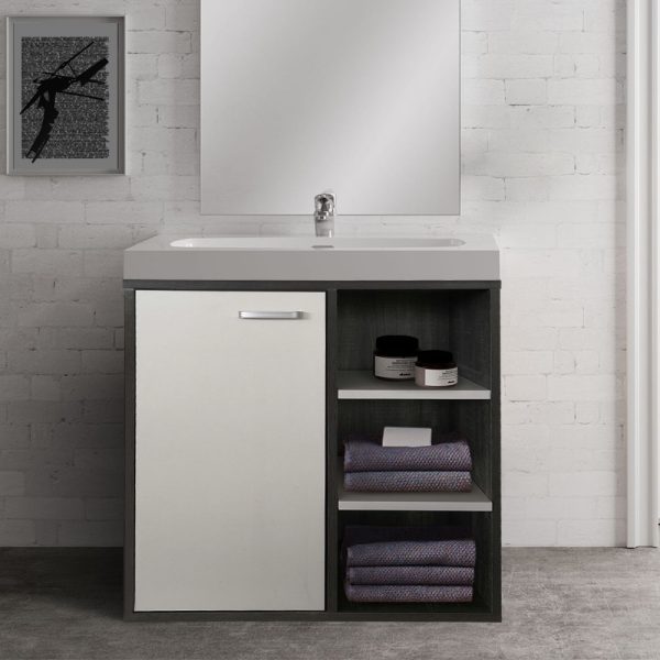 Waschtischunterschrank - Badmöbel - grau mit weiß - VDD World