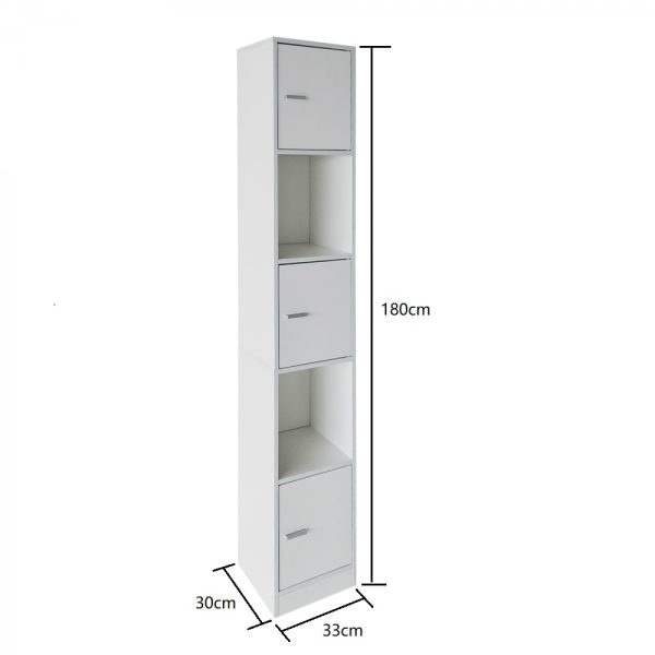 Säulenschrank Badezimmer - Schrank Badezimmer Schlafzimmer oder Flur - 180 cm hoch - VDD World