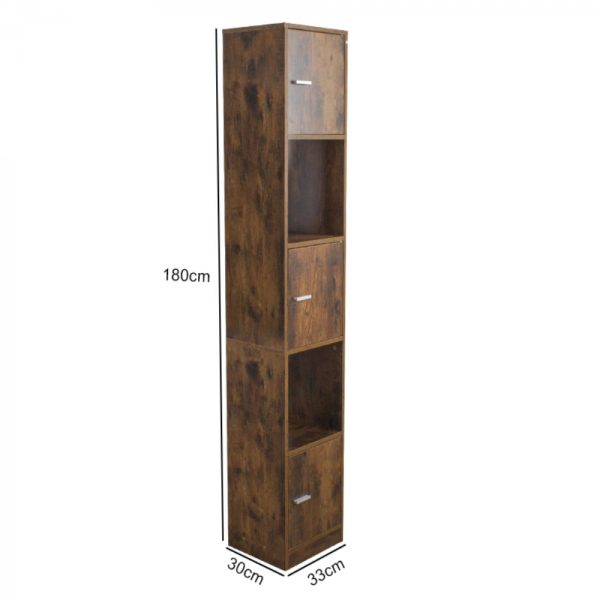 Säulenschrank Badezimmer - Schrank Badezimmer Schlafzimmer oder Flur - 180 cm hoch - VDD World