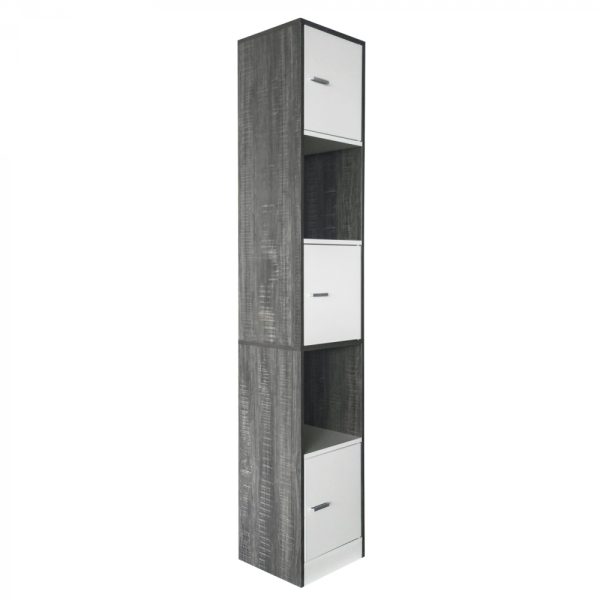 Säulenschrank Badezimmer - Schrank Badezimmer Schlafzimmer oder Flur - 180 cm hoch - grau - VDD World