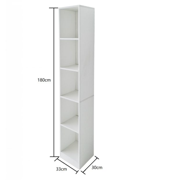 Säulenschrank 5 offene Fächer - Aufbewahrungsschrank Badezimmer Schlafzimmer oder Flur - 180 cm hoch - VDD World