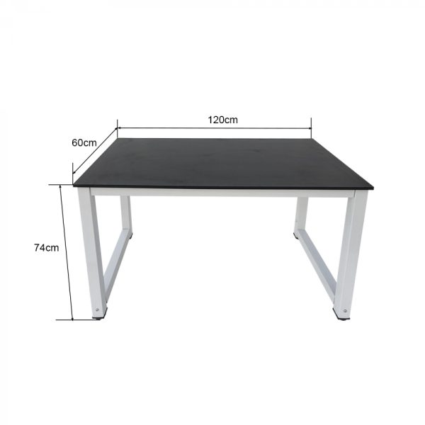 Schreibtisch Computertisch – Küchentisch – Metall Holz – 120 cm x 60 cm – weiß mit schwarzer Tischpl - VDD World