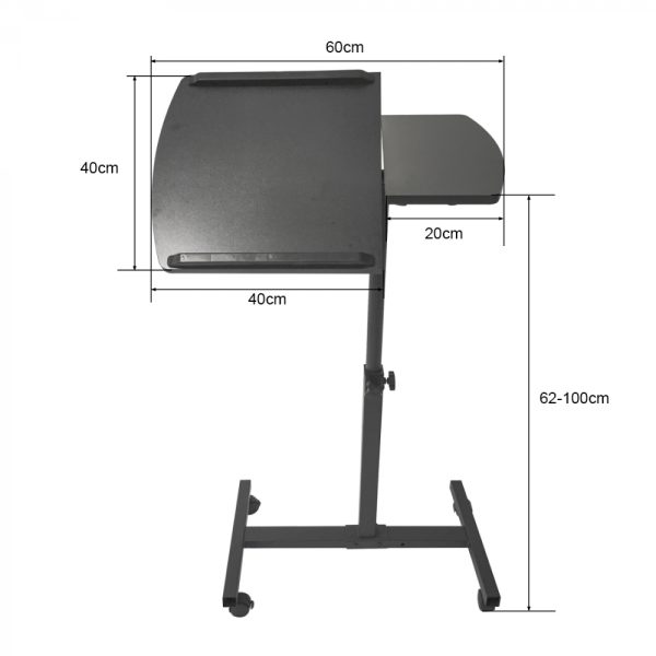 Laptoptisch Laptopständer - Beistelltisch Nachttisch - fahrbare Räder - höhenverstellbar - schwarz - VDD World
