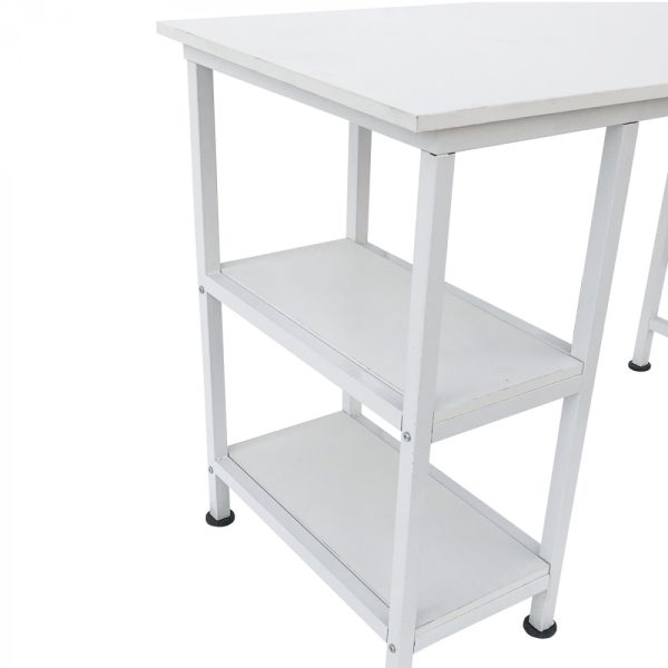 Schreibtisch Computertisch - mit Ablagefächern - weißes Metallholz - 110 cm breit - VDD World
