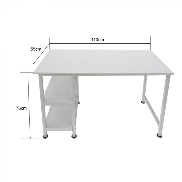 Schreibtisch Computertisch - mit Ablagefächern - weißes Metallholz - 110 cm breit - VDD World