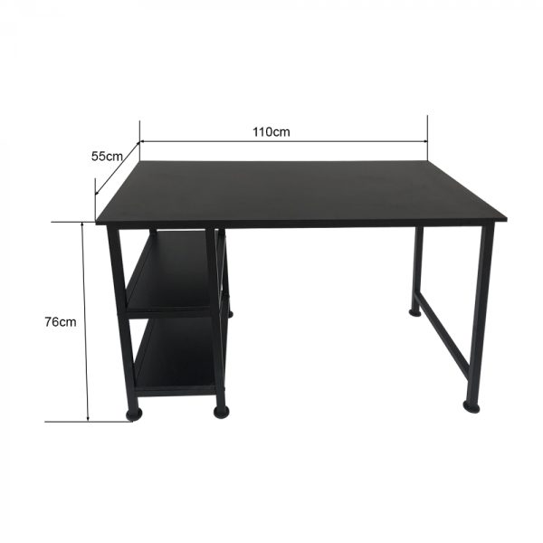 Schreibtisch-Computertisch - mit Ablagefächern - schwarzes Metallholz - 110 cm breit - VDD World