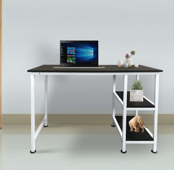 Schreibtisch Computertisch - mit Ablagefächern - 110 cm breit - weiß schwarz - VDD World