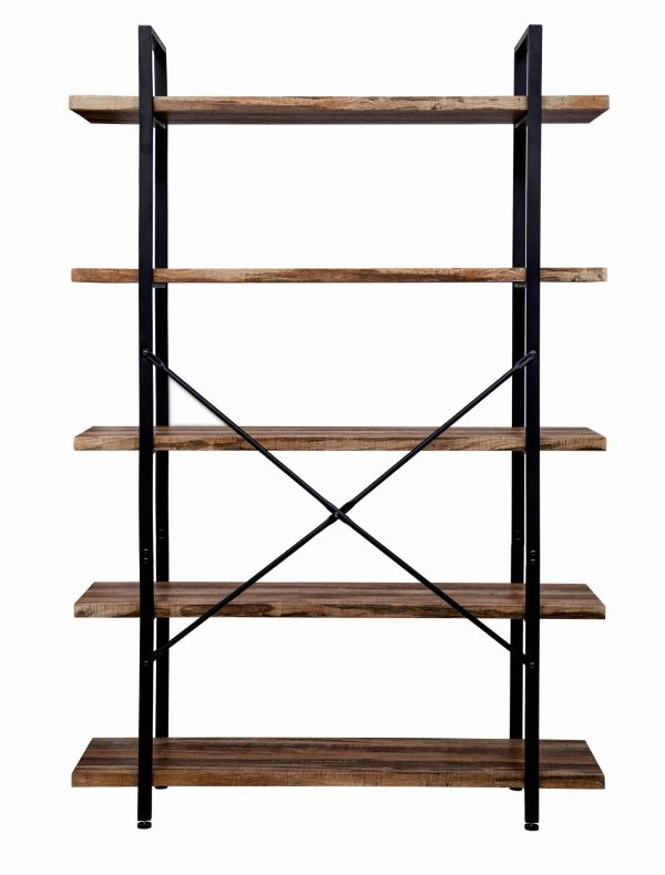 Wandschrank Bücherregal Robustes Industriedesign Metall Holz 178 cm hoch schwarz - VDD World