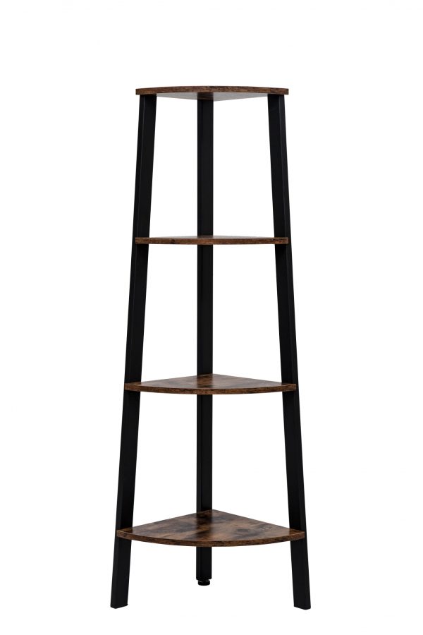 Eckschrank Robustes Metall-Holz-Industriedesign-Bücherregal 125 cm hoch schwarz - VDD World