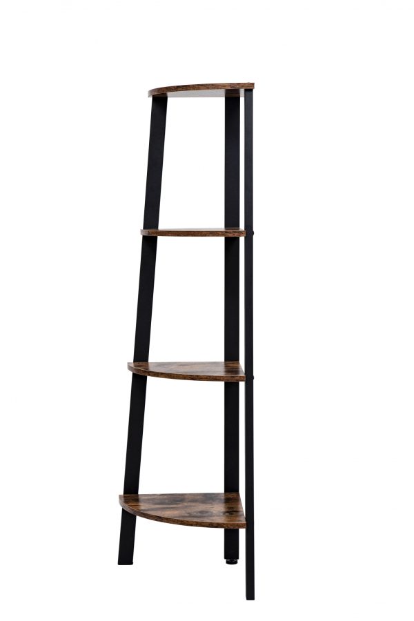 Eckschrank Robustes Metall-Holz-Industriedesign-Bücherregal 125 cm hoch schwarz - VDD World