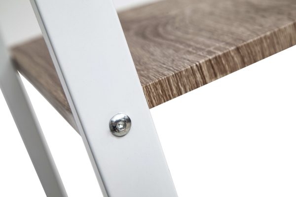 Eckschrank Robustes Metall Holz Industriedesign Bücherregal 125 cm hoch weiß - VDD World