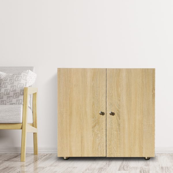 Aktenschrank Tijn - Aufbewahrungsschrank multifunktional - 74 cm hoch - hellbraun Sonoma - VDD World