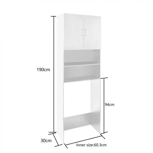 Waschmaschinenschrank Umbauschrank Bauschrank 190 cm Jutas weiß - VDD World