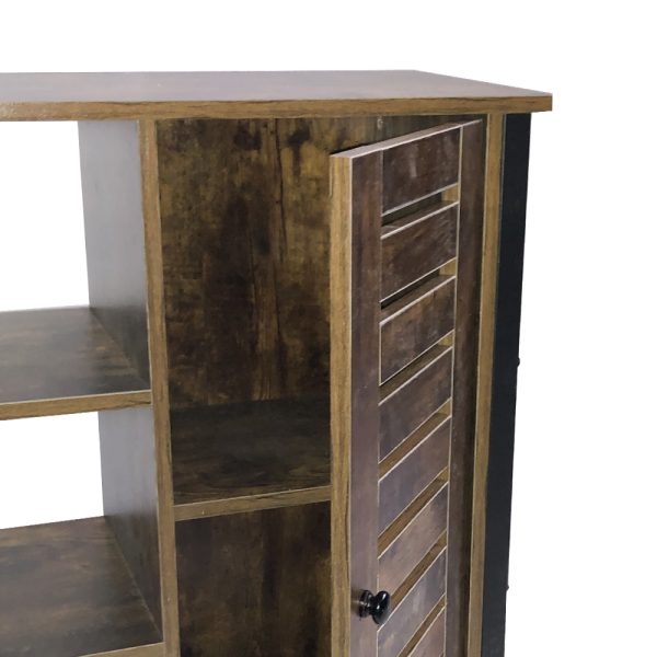 Wandschrank Sideboard Beistelltisch Tough - schwarzes Metall braunes Holz - VDD World