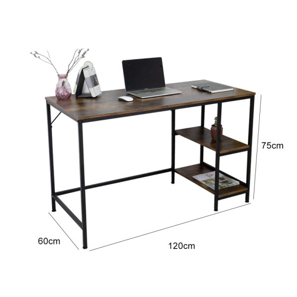 Schreibtisch Computertisch Robustes Industriedesign mit Ablageflächen 120 x 60 x 75 cm - VDD World