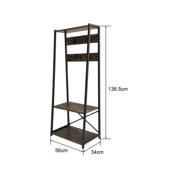 Wandschrank Robustes Metall, Holz, Industriedesign, offenes Bücherregal, 137 cm hoch, schwarz - VDD World