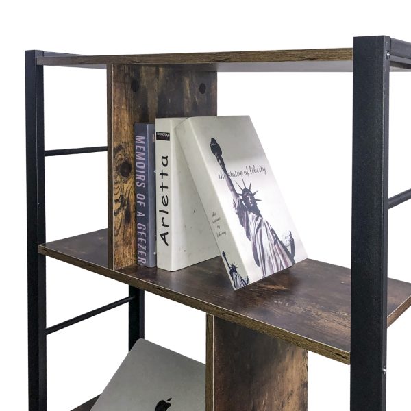 Wandschrank Bücherregal Robustes Industriedesign Metall Holz 154 cm hoch - VDD World